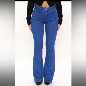 Fashion Nova Blue Flare Wide Leg Jeans